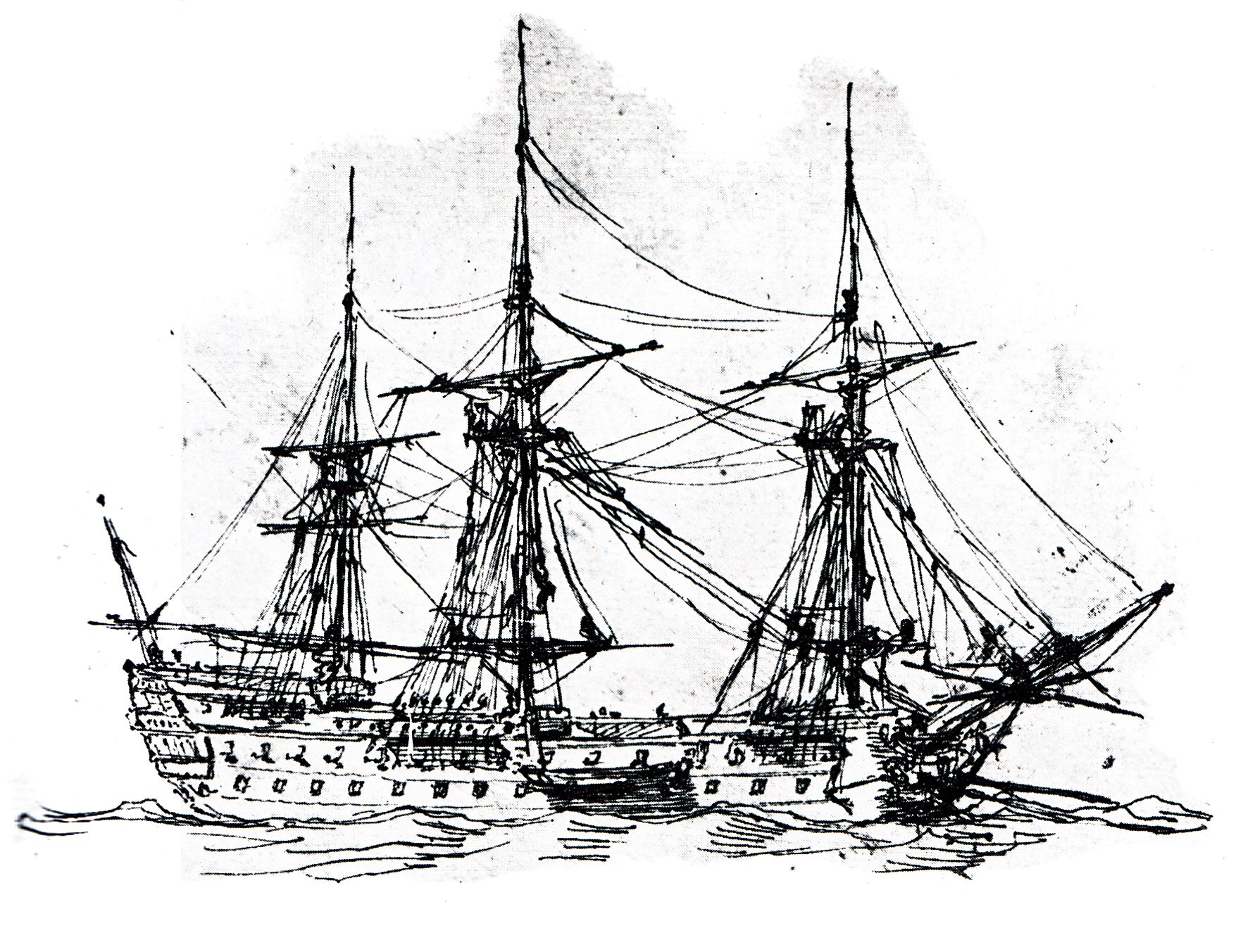 Корабль, стоящий на якоре в шторм Корабль, стоящий на якоре в шторм